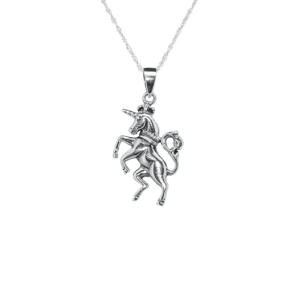 Unicorn Silver Round Pendant
