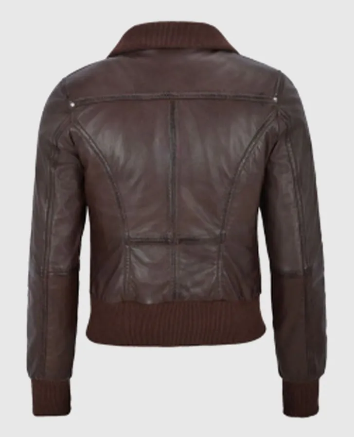 Women's Aviator Brown Bomber Leather Jacket