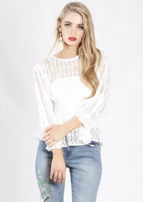XW16219SS White Lace Peplum Top (Pack)